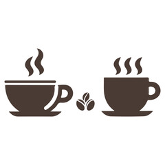 Steaming Coffee Cup Icon on Saucer