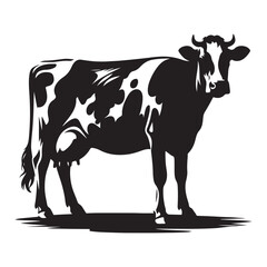 Cow black silhouette vector isolated on white background