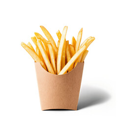 French Fries in a Box isolated on transparent background