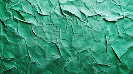 Fototapeta premium Textured green paper backdrop with a crinkled surface, resembling a vintage chalkboard for creative photography or design projects.