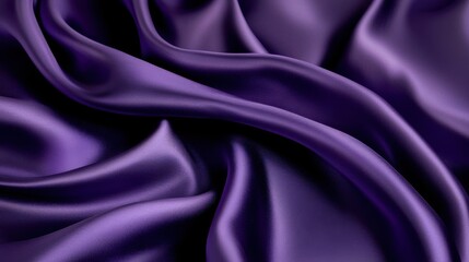 Fototapeta premium Luxurious deep purple satin fabric with smooth, flowing folds creating a rich and elegant texture.