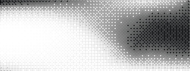 Pixel dithering gradient. Bitmap texture background. Black and white random pixels pattern. Retro glitchy vector art illustration. Monochromatic dissolve effect. 8 bit video game screen wallpaper.