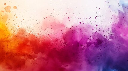 Vibrant Watercolor Burst of Celebratory Fireworks on Plain Background