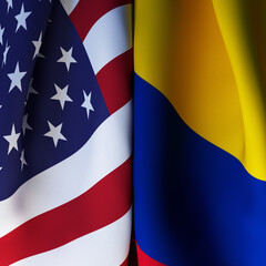 US And Colombia Flag Waving Symbol Of Relation