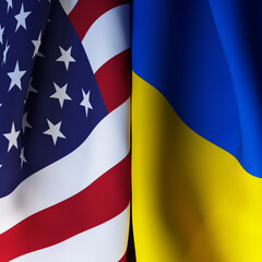 US And Ukraine Flag Waving Symbol Of Relation