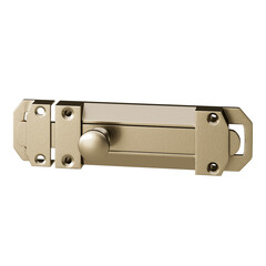 A gold colored door lock with a silver knob