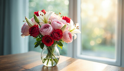 bouquet of roses in vase
