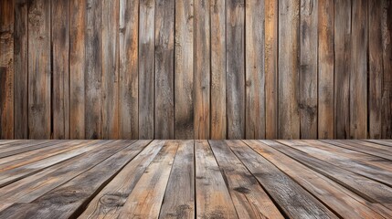 A rustic wooden wall and floor create a warm, inviting atmosphere perfect for a cozy setting.