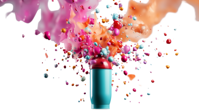 Witness a confetti popper unleashing a vibrant burst, energizing any celebration, isolated on transparent background.