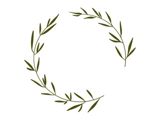 Frame of green twigs. Frame for notes, invitation, business card. Vector illustration