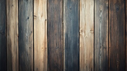 Fototapeta premium Textured wooden wall featuring a mix of dark and light hues, creating a rustic yet modern aesthetic.