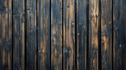 Fototapeta premium Textured wooden wall with dark hues and natural grain, creating a rustic and warm atmosphere.