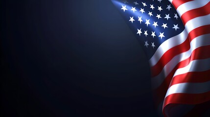 Dramatic Lighting on USA Flag, dark, background, copy, space