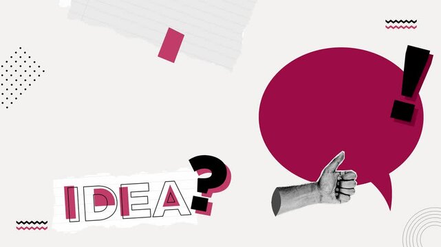 Trendy halftone collage of business or idea concept. Vector illustration of question, problem solving with red bubble chat