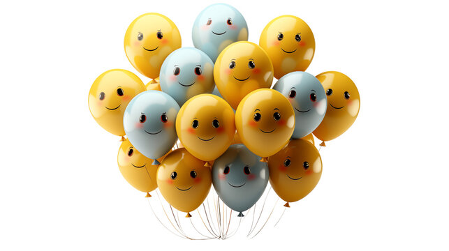 A vibrant party emoji with confetti and balloons brings a smile to any celebration, isolated on transparent background.