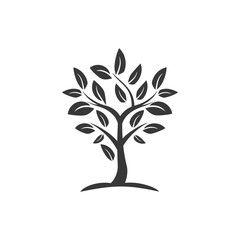 Simple Black And White Silhouette Of A Tree With Many Leaves