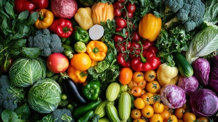 A vibrant collection of fresh vegetables and greens