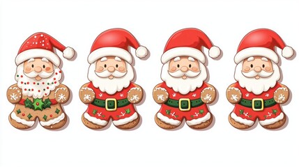 Adorable gingerbread Santa Claus design with festive decorations, perfect for Christmas and sweet holiday graphic projects.