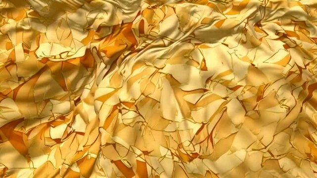 A close-up view of crumpled yellow paper, showcasing texture and depth.