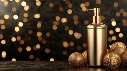 Luxury Gold Soap Dispenser Bottle with Festive Ornaments