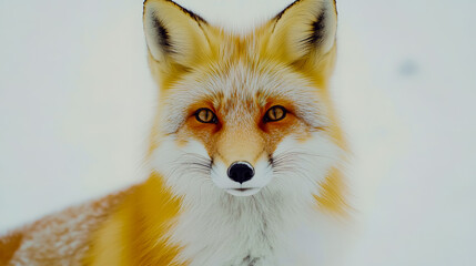 Obraz premium A close-up portrait of a fox against a clean white background.