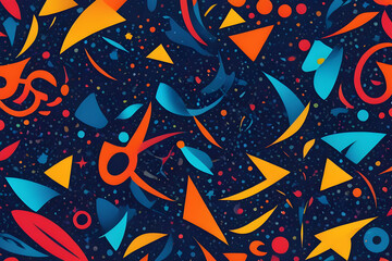 Naklejka premium Colorful abstract geometric shapes floating in dark space background