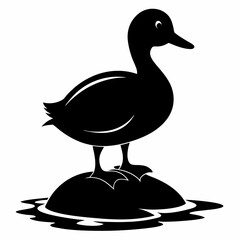 Duck Silhouette - Vector Illustration of Flying and Standing Ducks
