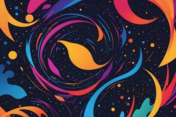 Colorful abstract swirls and splashes creating dynamic visual flow