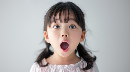 A young girl with a surprised expression.