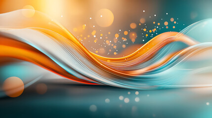 Futuristic glowing waves business cover with vibrant colors and soft bokeh effects