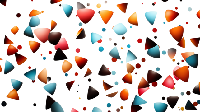 A lively explosion of black confetti with bright hues, adding flair to modern celebrations, isolated on transparent background.