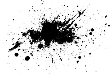 Vector brush stroke and ink spray splatter on dirty, grunge background. White and black abstract texture with watercolor splat.