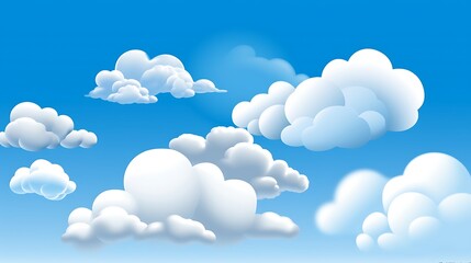 Fluffy White Clouds Drifting Across A Blue Sky