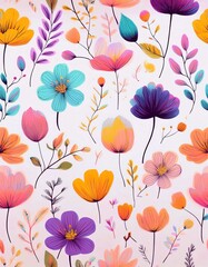 Background, leaf and flower pattern of wallpaper