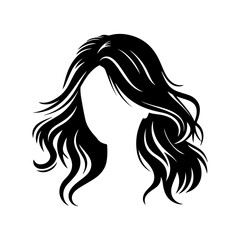 Vector silhouette beauty hair style white background.