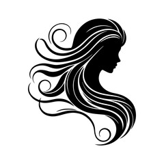 Vector silhouette beauty hair style white background.