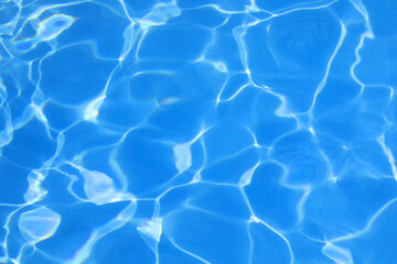 blue background of water with light reflections without people