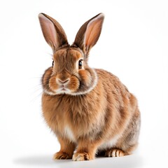 Obraz premium fluffy brown rabbit isolated on a white background.