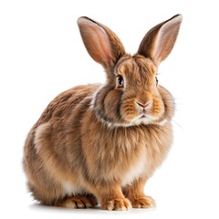 Obraz premium fluffy brown rabbit isolated on a white background.