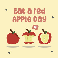 Eat a red apple day  design illustration. Suitable for flat design graphic illustration for campaign, social media ads, flyer design, flat illustration, banner, template, poster, etc