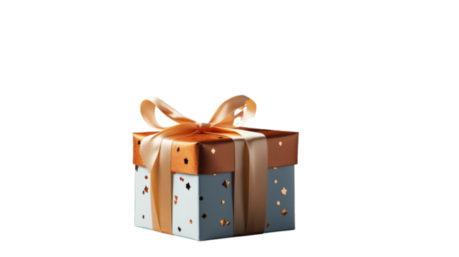 A charming gift box with scattered confetti, perfect for spreading happiness at any event or celebration, isolated on transparent background.