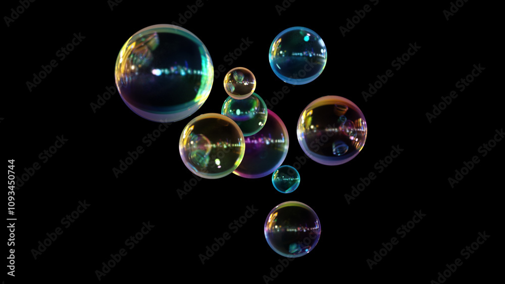 Aufkleber abstract liquid circles on a background of multi color with spacing. 3d design of a rainbow-colored 