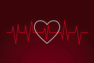 A heart with a ECG waveform, symbolizing heartbeat and health