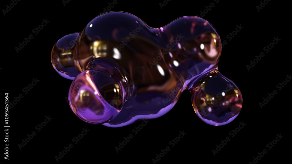Poster abstract floating circles with space on a black background. a 3d-colored sphere with a color spectru