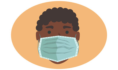 a dark-skinned man wearing a protective medical mask