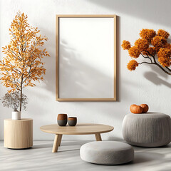 Stylish home decor inspiration featuring contemporary furniture and autumnal elements indoor living space minimalist design warm atmosphere modern aesthetic