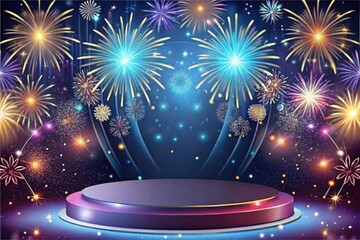 podium on new year theme background for showcasing products or mockup