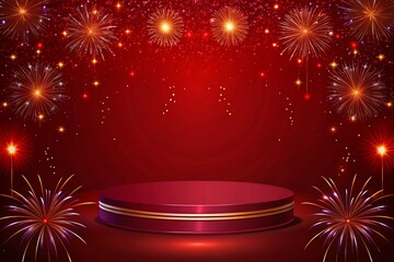 podium on new year theme background for showcasing products or mockup