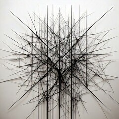 Fototapeta premium Minimalist Silver Background with Black Geometric Lines 