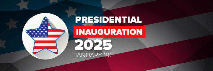 Presidential inauguration 2025 usa 20 january banner design template. USA Presidential Inauguration 2025 poster design with usa flag